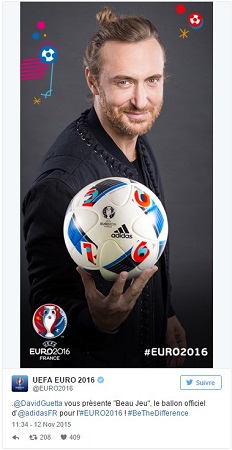 ballon officiel de l'Euro 2016 par David Guetta