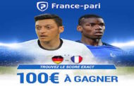 100€ à gagner en participant à notre concours Facebook gratuit : Quel sera le score exact de France Allemagne?